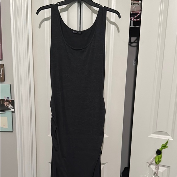 Gray Ruched Sleeveless Maxi Dress - Picture 1 of 4